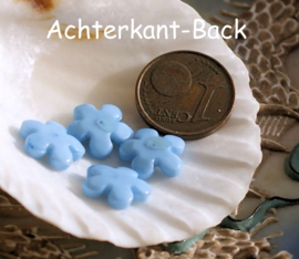 set/5 Cabochons: Flower with Strass - 11 mm - Light Blue