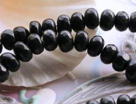 set/5 beads: Jade - Facet Disc - 8x5 mm - Black