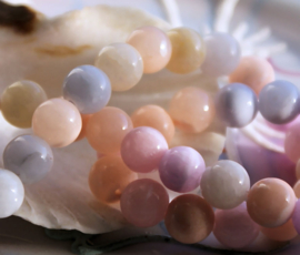 set/5 beads: Pastel Quartz - Round - 8,4 mm - Pink Salmon Lilac Blue