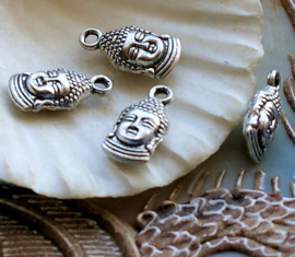 1 Dubbel-Sided Charm: Buddha - 16 mm - Antique Silver Tone