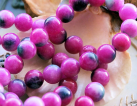 set/5 beads: JADE - Round - 8 mm - Pink Violet Blue-Green