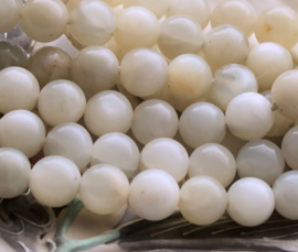 set/5 beads: natural Indian Moonstone - Round - 8 mm - White