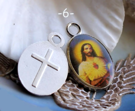 1 Hanger: Icoon - Maria Jezus Religieus - 25 mm - Antiek Zilver Kleur - Opties 1-10