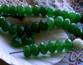 set/5 beads: Candy JADE - Faceted Disc - 8x5 mm - Dark Imperial Green