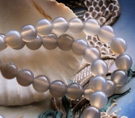 set/9 beads: Agate - Round - 6 mm - Warm Opal-Gray