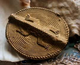 AFRICA: 1 large handmade Ashanti Lizard Bead - Brass - 40 mm