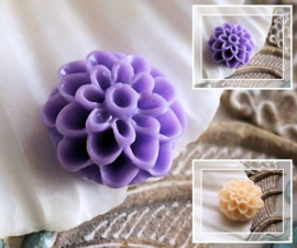 1 Cabochon: Dahlia - 15 mm - Purple or Peach