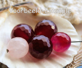 1 large Bead:  Agate - Round Faceted - 14 mm - Wine-Red/Dark Intense Pink-Red