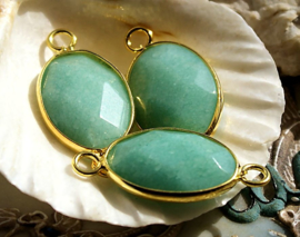 1 Hanger/Tussenstuk: Facet Jade in Aqua/Turquoise of Donkerblauw of Moss-Groen of Wit - 32x16 mm