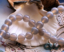 set/6 beads: Agate - Round - 8 mm - Warm Opal-Gray