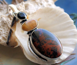 Pendant: Onyx - African Tigereye - Mahogany Jasper - SP - 63 mm