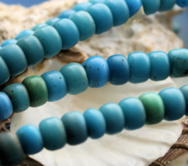 set/10 ANTIEKE FUR TRADE BEADS Handelskralen: Grote Padres 1800's - ca 9 mm - Aqua/Turquoise