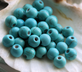 set/* kralen: Echt Turquoise Howliet - Rond - 4 mm of 6 mm of 8 mm