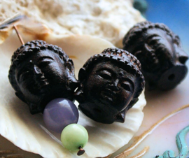 1 large handmade bead: Rosewood - BUDDHA - 20x20 mm