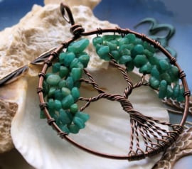 Pendant: Tree of Life - Amazonite or Labradorite or Turquoise Howlite & Copper -  63 mm or 79 mm