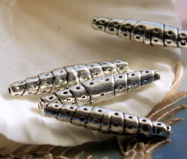 set/3 beads: Tapered Tube - 25,5 mm - Antique Silver tone