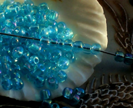 set/100 beads: Spacer Glass - appr 4x3 mm - Transparant Aqua AB