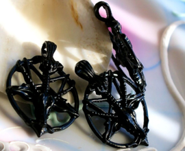 Baphomet Inverted Pentagram Pendant - Black - 34 mm