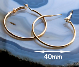 Paar Oorbellen/Creolen: Ringen (voor bedel naar keuze) - 25 tot 50 mm - Goud kleur