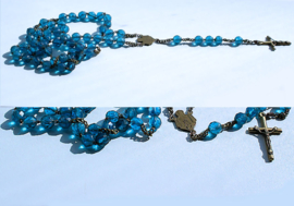 Vintage Rosary with Faceted Beads - Petrol Aqua-blue