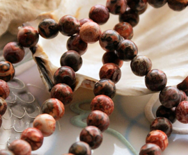 set/10 beads: Leopard Jasper - Round - 6,4 mm