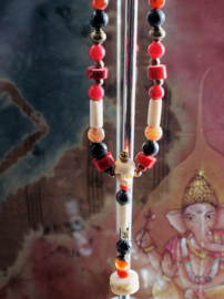 C&G Ritual Necklace: BloodRed - Bone Skull Gemstones Coral