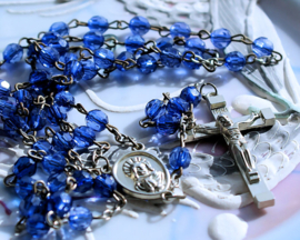 Vintage Rosary with Darkblue faceted beads