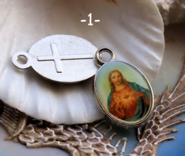 1 Hanger: Icoon - Maria Jezus Religieus - 25 mm - Antiek Zilver Kleur - Opties 1-10