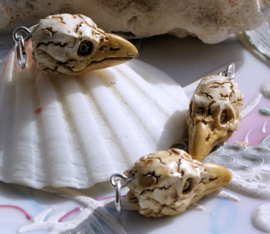 (Earring) Pendant: Replica 3D Bird Skull - 34 mm