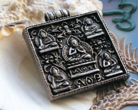 Beautiful Pendant: Buddha - 41x36 mm - Antique Pewter tone