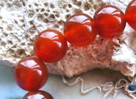 set/5 beads: real Carnelian AGATE - Round - 10 mm