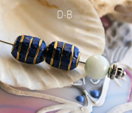 1 handmade Tibetan Bead: Brass with real Lapis Lazuli and/or Turquoise & Coral  - var. options - D