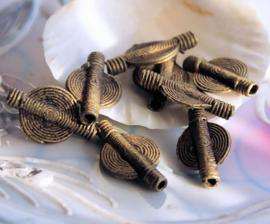 1 Handmade AFRICAN Ashanti Bead - Brass - approx 22x13 mm or 25x13 mm