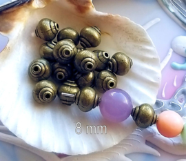 set/5 beads: Round of Disc - 6-8 mm - Bronze tone metal