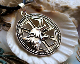 Kolovrat Pendant: Sun Talisman with Eagle or Wolf - complete with necklace