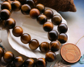 set/8 beads: real African Tigereye - Round - 8,5 mm