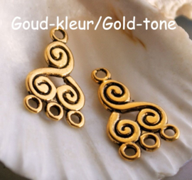 set/2 Hangers/3-Rij Verdelers/Chandelier: Triskelion - 22x13 mm - Antiek Zilver/Goud/Goud R. Kleur Metaal