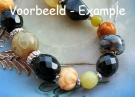 set/2 beads: Dragon Veins Agate - Round Flat - 14 mm