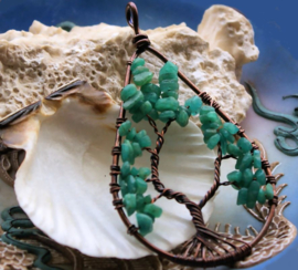 Pendant: Tree of Life - Amazonite or Labradorite or Turquoise Howlite & Copper -  63 mm or 79 mm