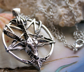 Baphomet Inverted Pentagram Hanger (48 mm) aan Ketting