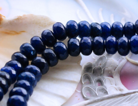 set/5 beads: Jade - Faceted Disc - 8x5 mm - Lapis Blue