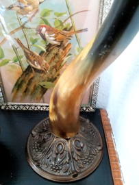 Polished African Eland Antilope Horn on a Vintage Bronze base