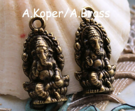 set/2 Bedels: Olifant-God GANESH - Ganesha - 27x14 mm - Antiek Zilver of Koper Kleur