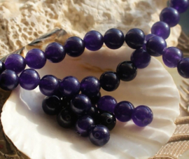 set/10 beads: JADE - Round - 6 mm - Dark Purple