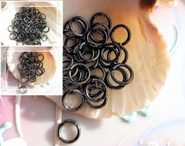 set/** Jump Rings - 6 mm or 8 mm - Black/Gun Metal