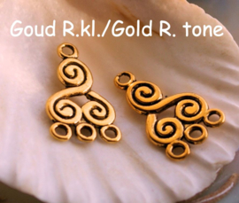 set/2 Hangers/3-Rij Verdelers/Chandelier: Triskelion - 22x13 mm - Antiek Zilver/Goud/Goud R. Kleur Metaal