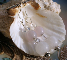 C&G Gemstone Earrings: Snow Jade & Bicone Czech Glass