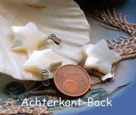 1 Charm: Mother of Pearl - STAR + Strass - 26x18 mm - Off White + Luster