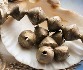 AFRICA: 2 old beads from Ethiopia - approx 10-12x10 mm - Antique Silver tone