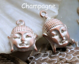 1 Bedel: Boeddha hoofd - 17 mm - Antiek Zilver of Rood Koper of Champagne Kleur